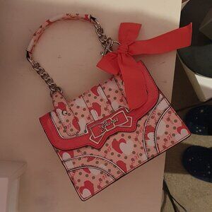 Guess Pin Up Handbag - Pink Heart Ribbon Polka Dot Bag - Valentine's Day Purse